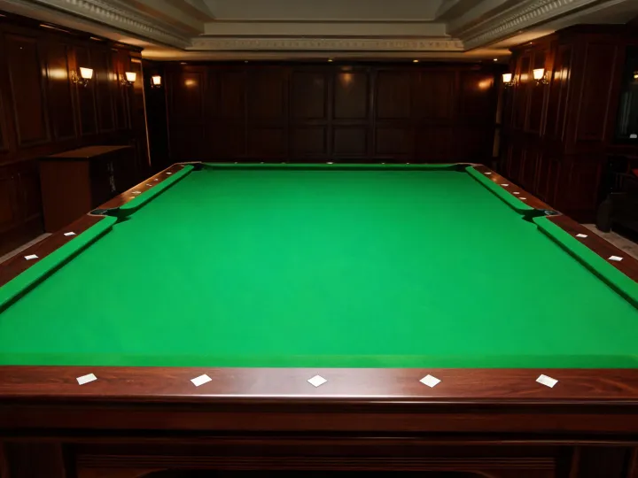 Fast green worsted cloth on a carom billiard table
