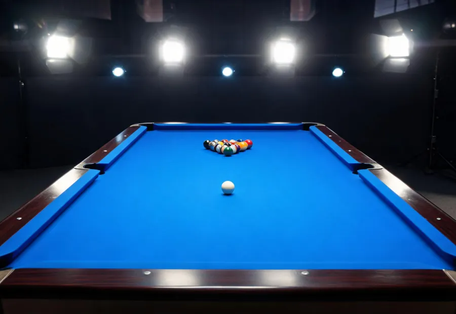 Tournament pool table under broadcast lighting